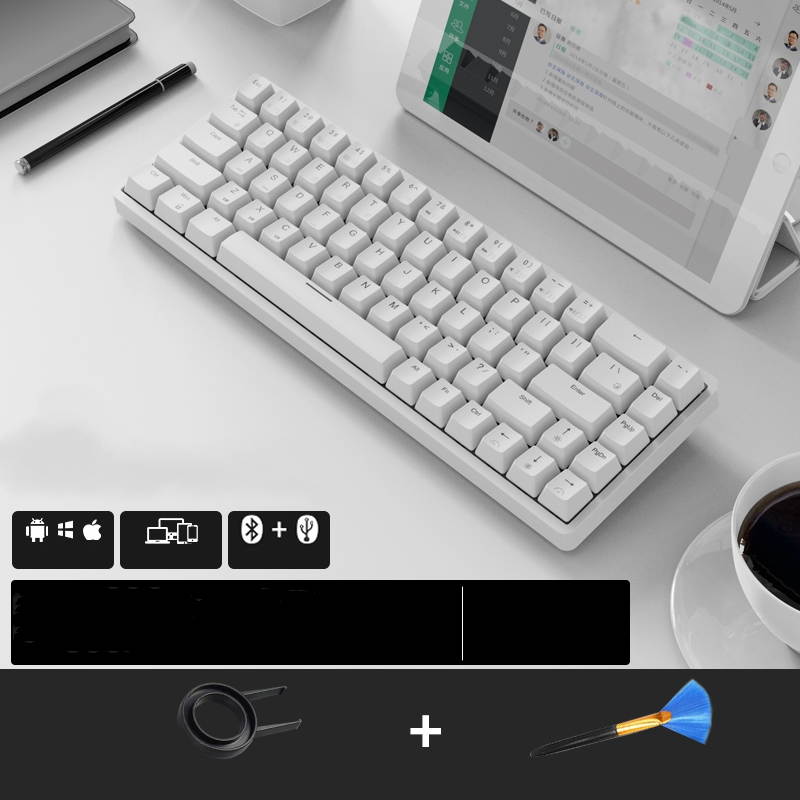 Royal Kludge RK837  68Keys Mini Layout Bluetooth and USB Wired Dual Mode Mechanical Keyboard, PBT Keycaps, Cherry MX Switch, White Backlit-Light Through Version