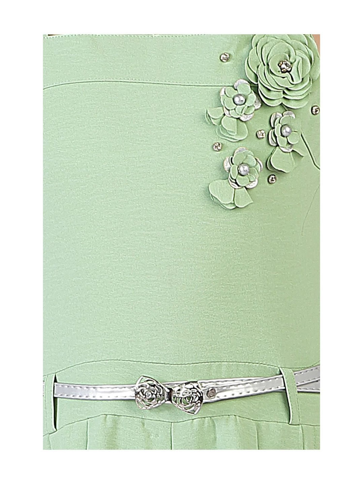 Tiny Girl Green Applique Jumper Dress