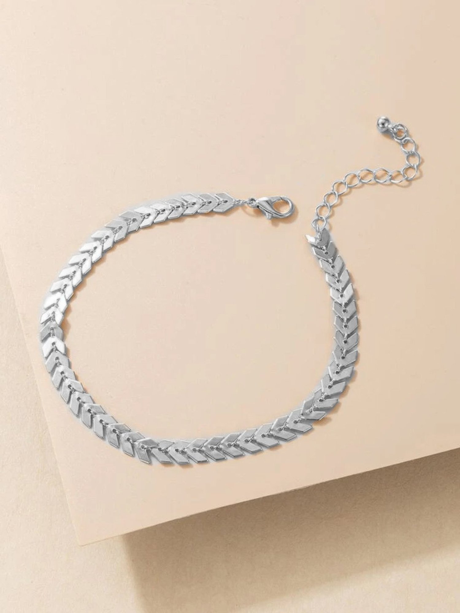 OOMPH Silver-Tone Delicate Leaf Chain Fashion Stylish Latest Anklet for Women
