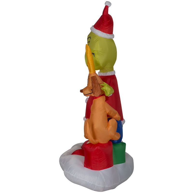 Gemmy Christmas Airblown Inflatable Grinch and Max w/Presents Scene Dr. Seuss, 6 ft Tall