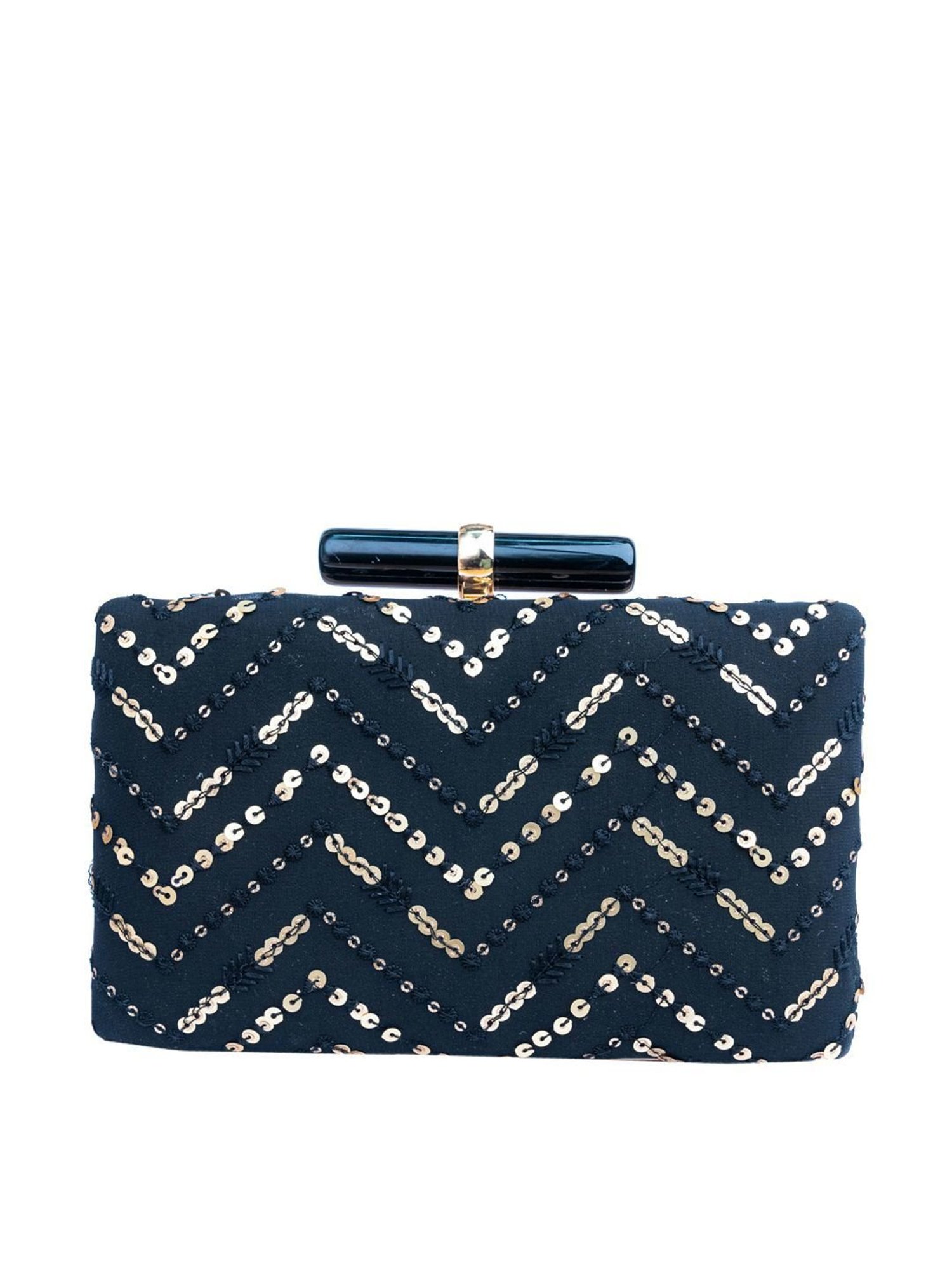NR by Nidhi Rathi Black Fabric Clutch
