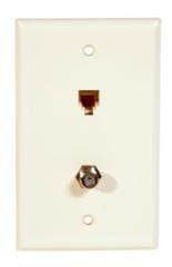 4 Pair With F Connector Standard Plate Light Almond