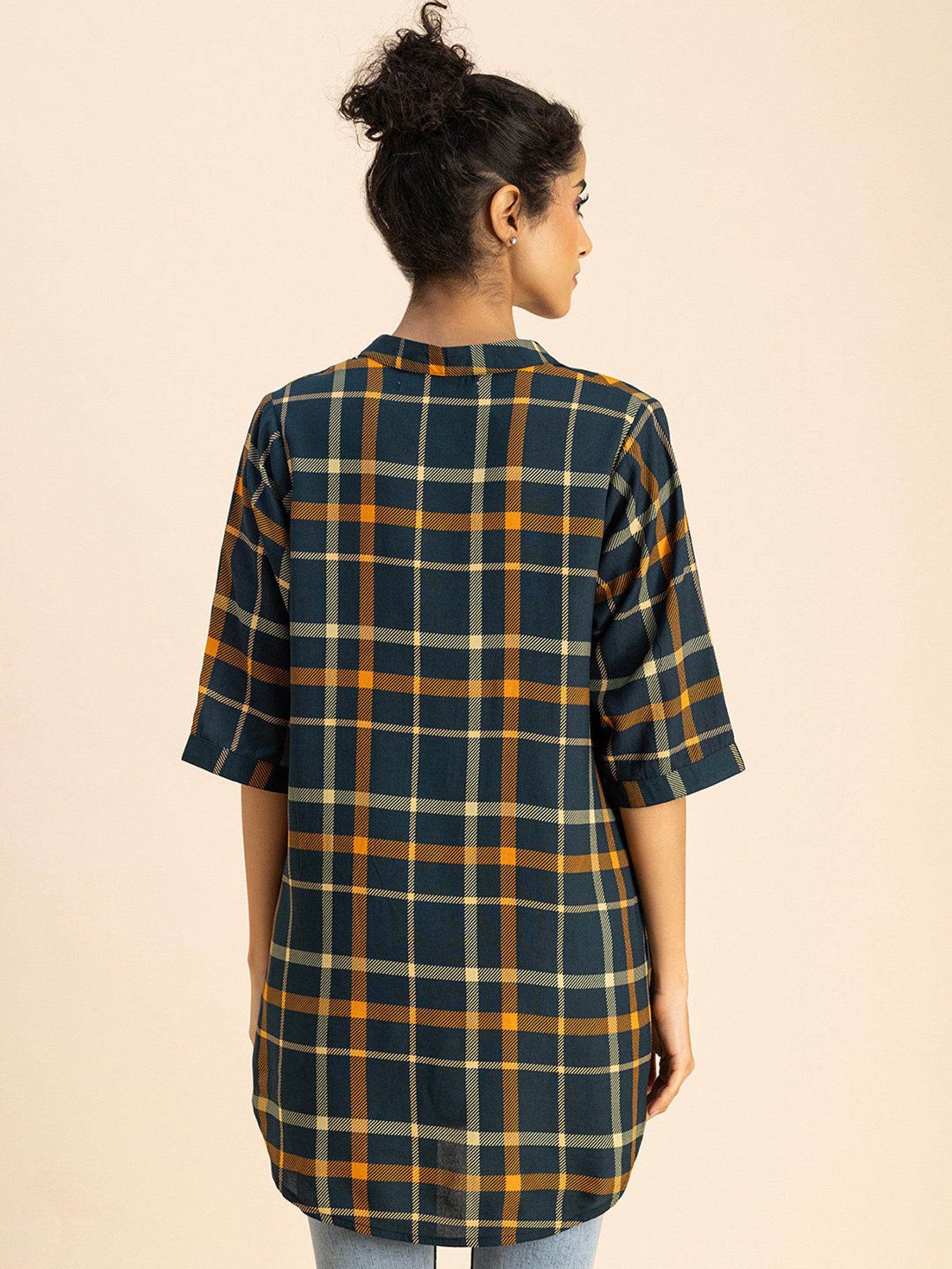 Moomaya Dark Green Checks Top