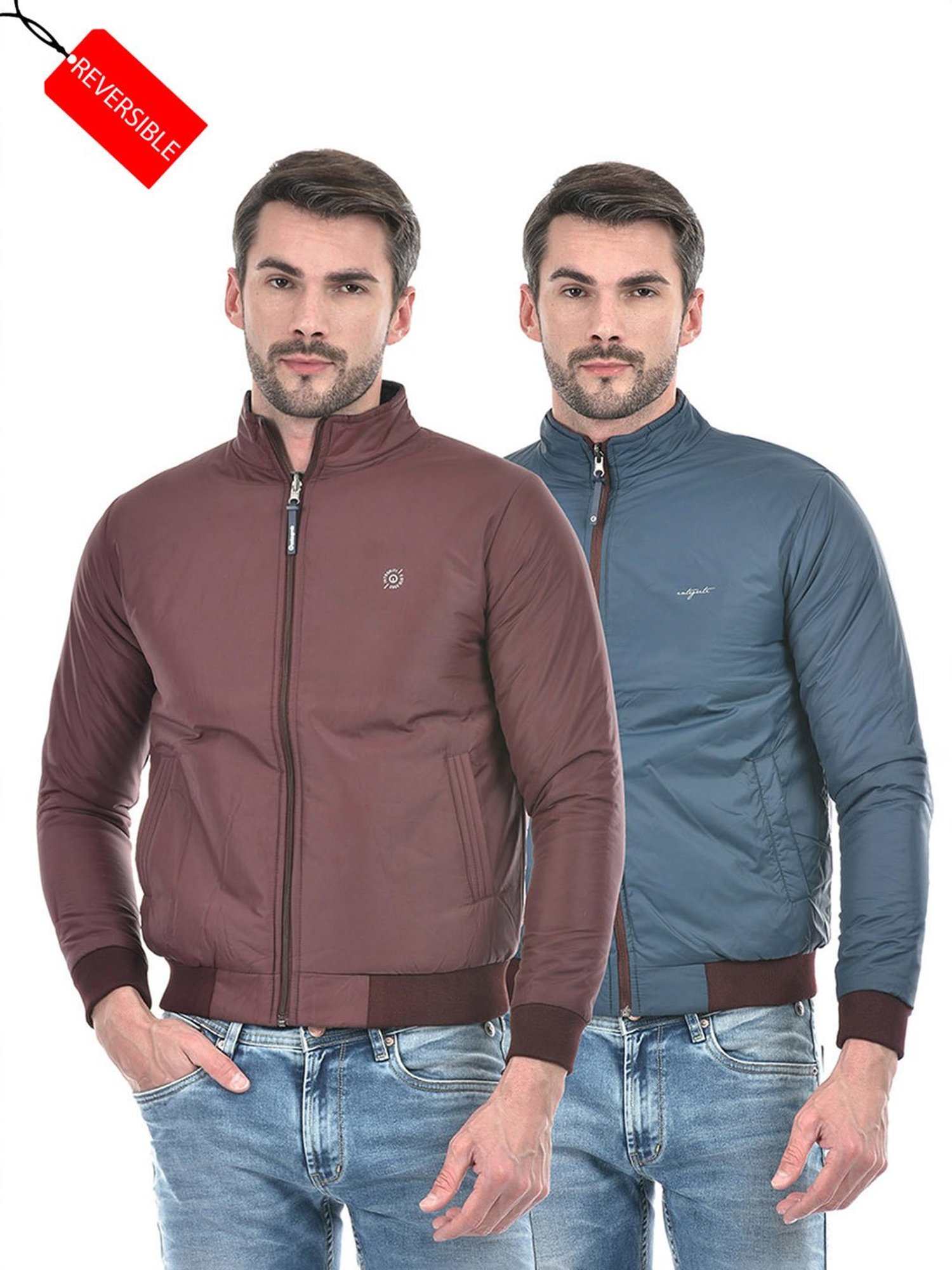 Integriti Wine & Dark Blue Regular Fit Reversible Jacket