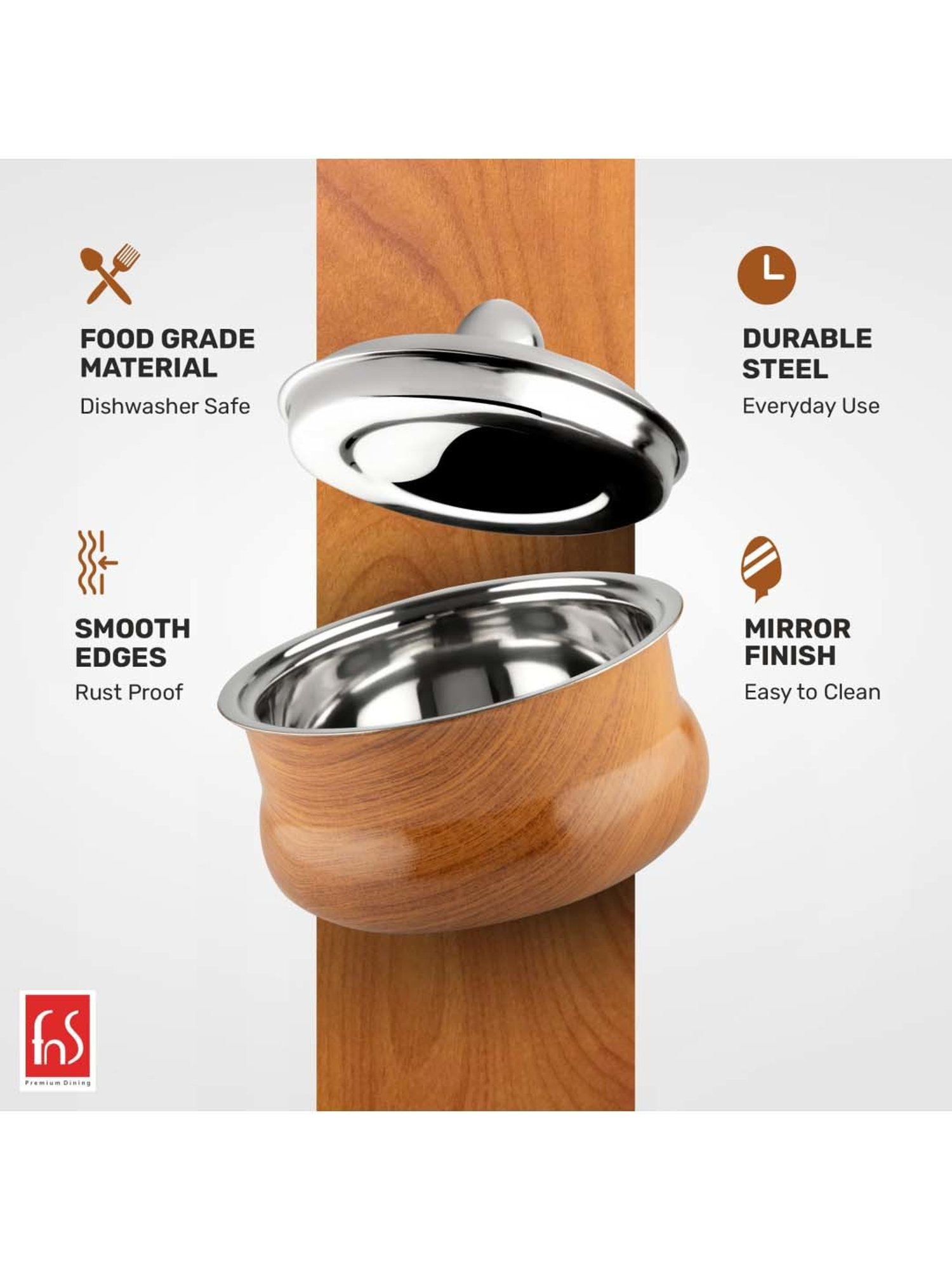 Nirlon Gas Compatible Aluminium Casserole with Bakelite Handle - 2.6 L