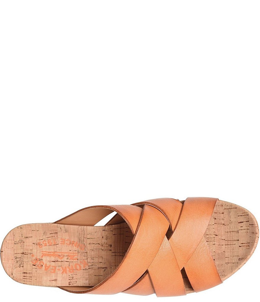 Kork-Ease Aria Woven Leather Cork Wedge Slide Sandals