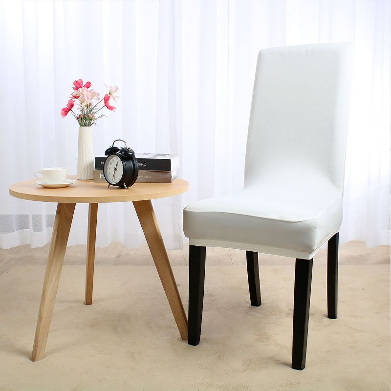 5 Pcs Spandex Elastic Washable Decor Party Dining Chair Slipcovers White  - PiccoCasa