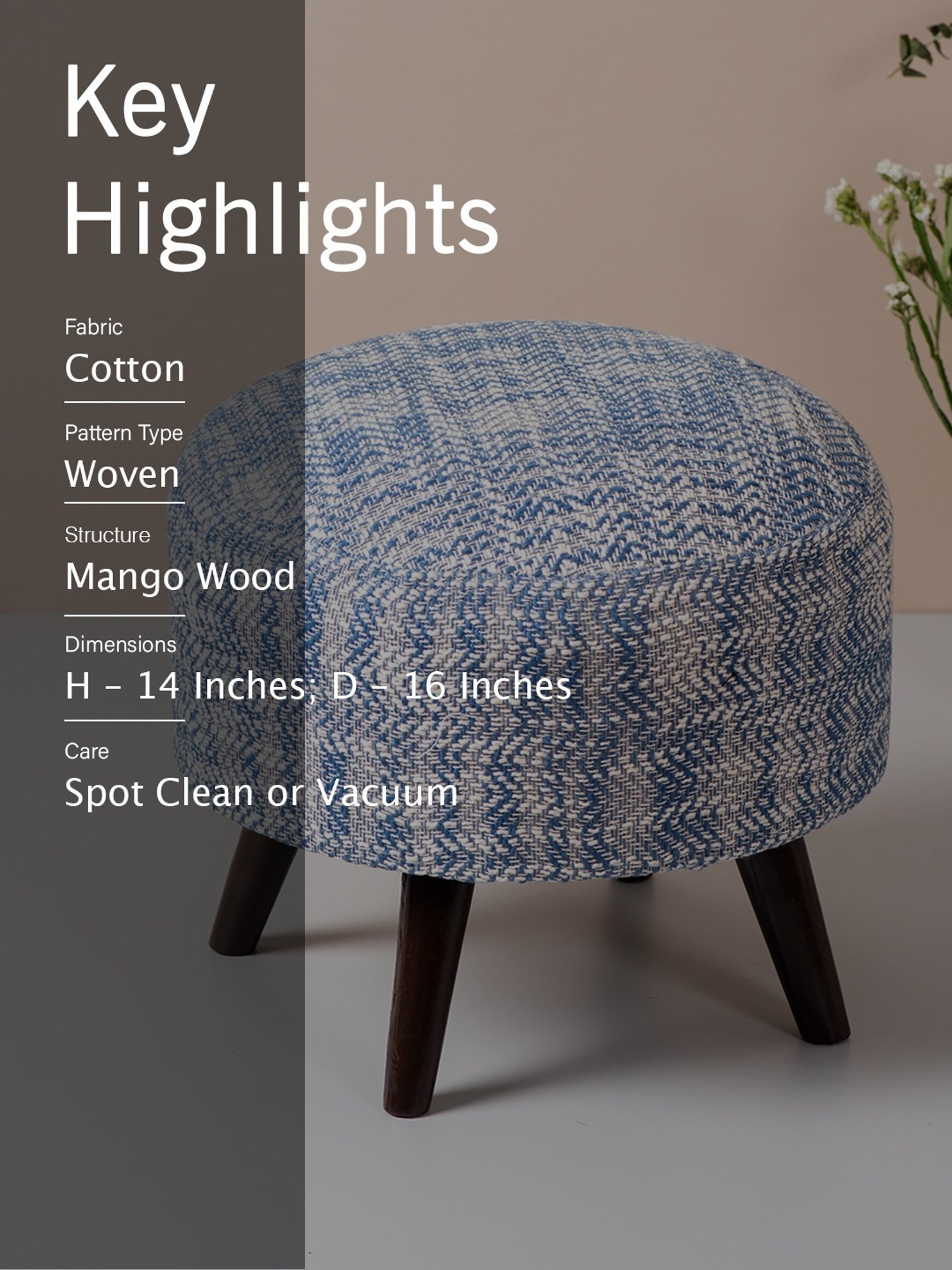 Chumbak Spring Marigold Floral Green Mango Wood Modern Trunk Storage Ottoman