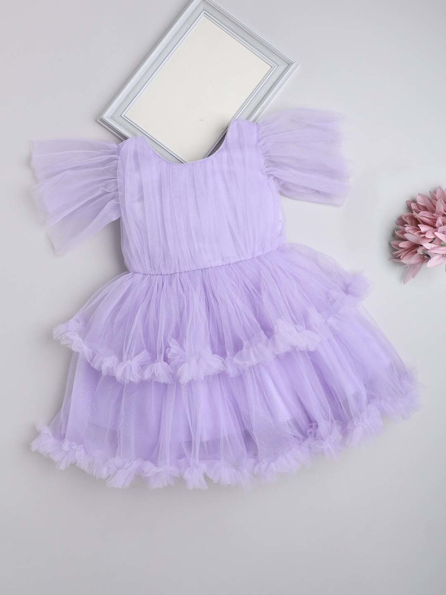 The Magic Wand Kids Lavender Regular Fit Dress