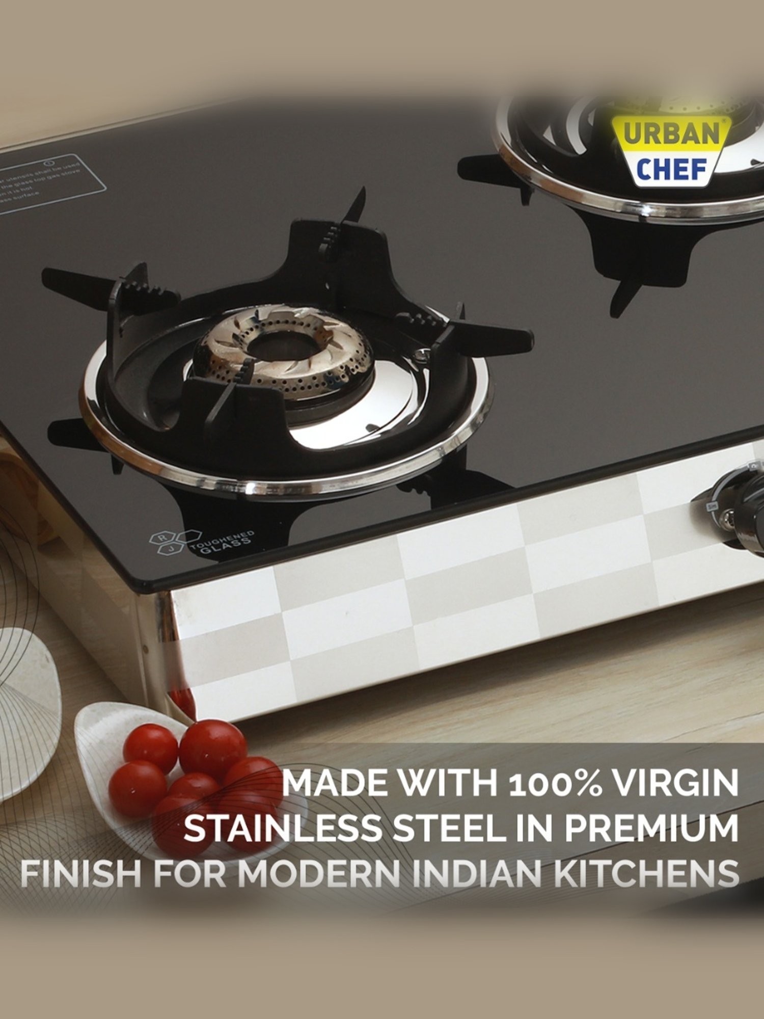 Urban Chef Gas Stove with 3 Burners ( Black )