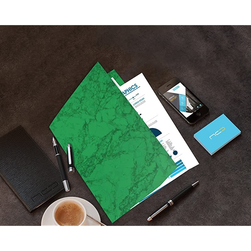 2 Pocket Presentation FolderPortfolio Heavy Duty Paper UV Glossy Laminated 6 Folders Per Pack in a Display Box Marble Green