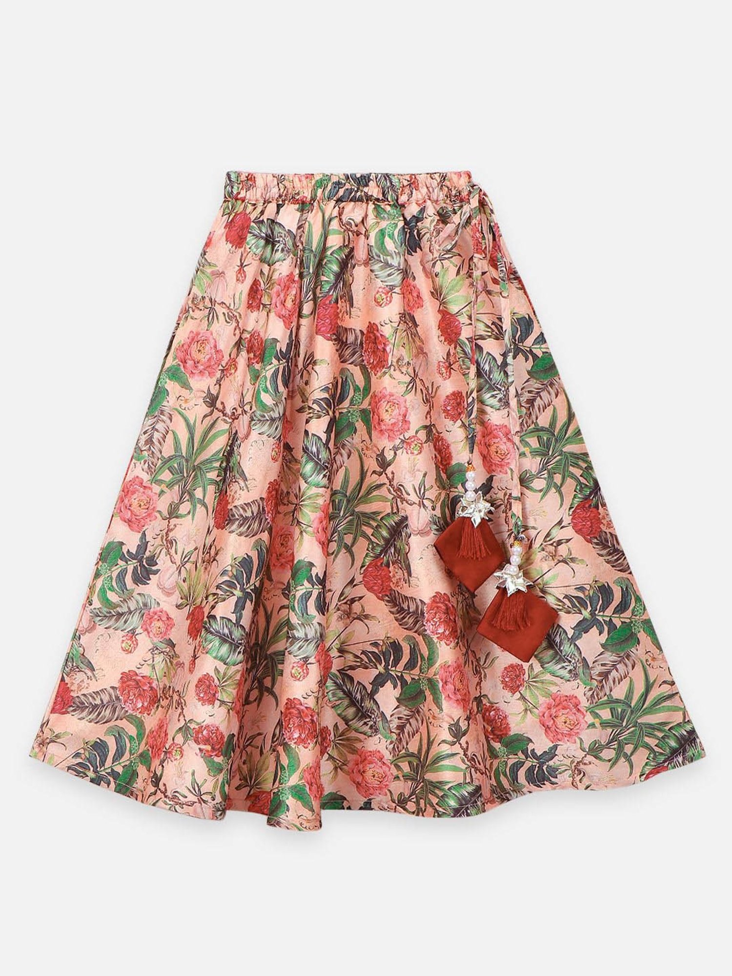 A Little Fable Kids Red & Beige Embellished Lehenga Choli