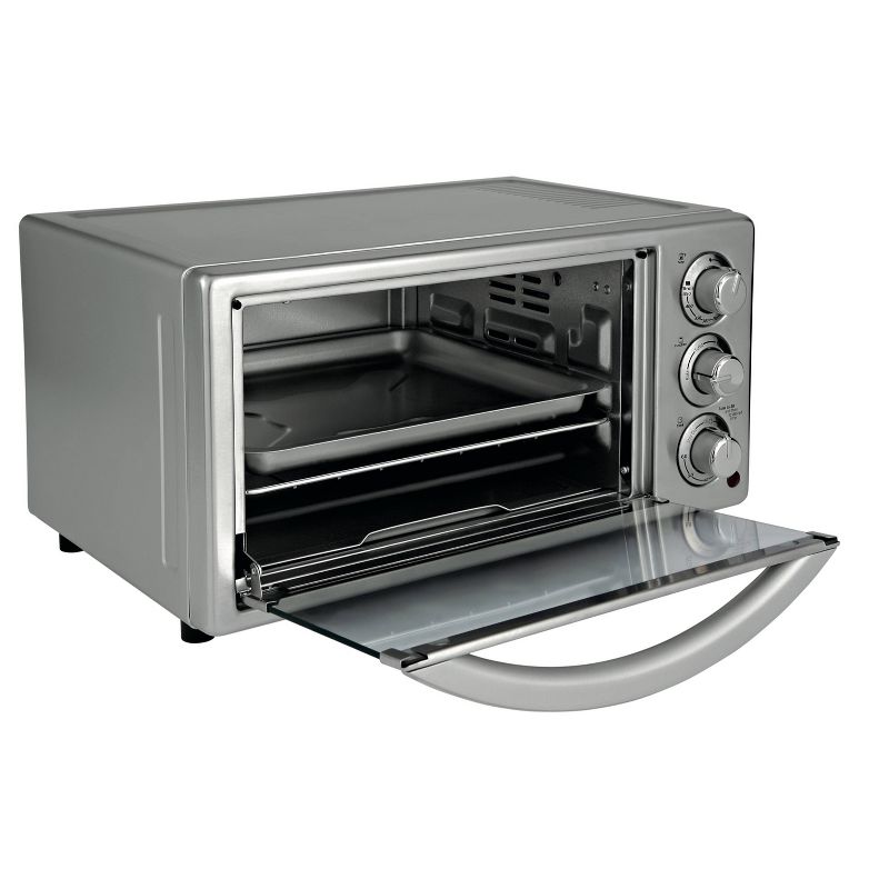 Toshiba MC25CEY-BS 6 Slice Small Stainless Convection Pizza Toaster Oven, Black