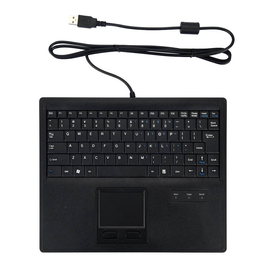 USB Wired Keyboard US English Layout w/ Touchpad Accs Black for PC Computer