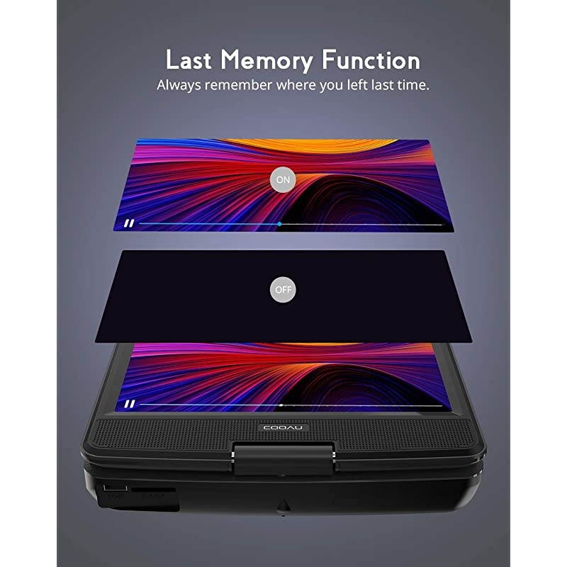 11 Portable DVD Player Support Power Bank Charging Last Memory Function Region Free SDUSBAVOut Port with HD Swivel Screen Black