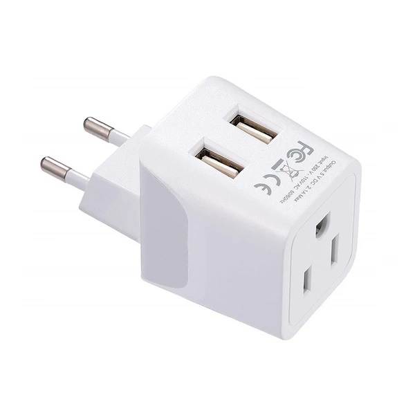 Europe Travel Adapter Plug Combo - Type C, E/F | Dual USB &ndash; European Combo
