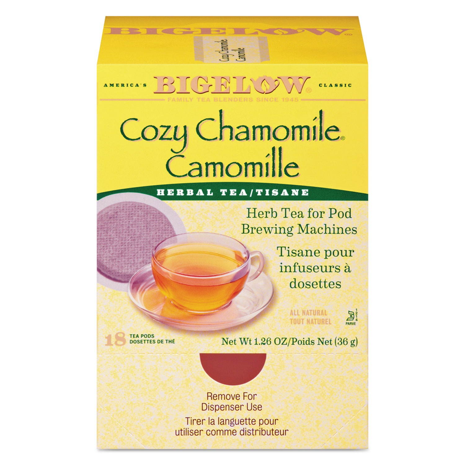 Bigelow Cozy Chamomile Herbal Tea Pods 1.90 oz 18/Box 10906