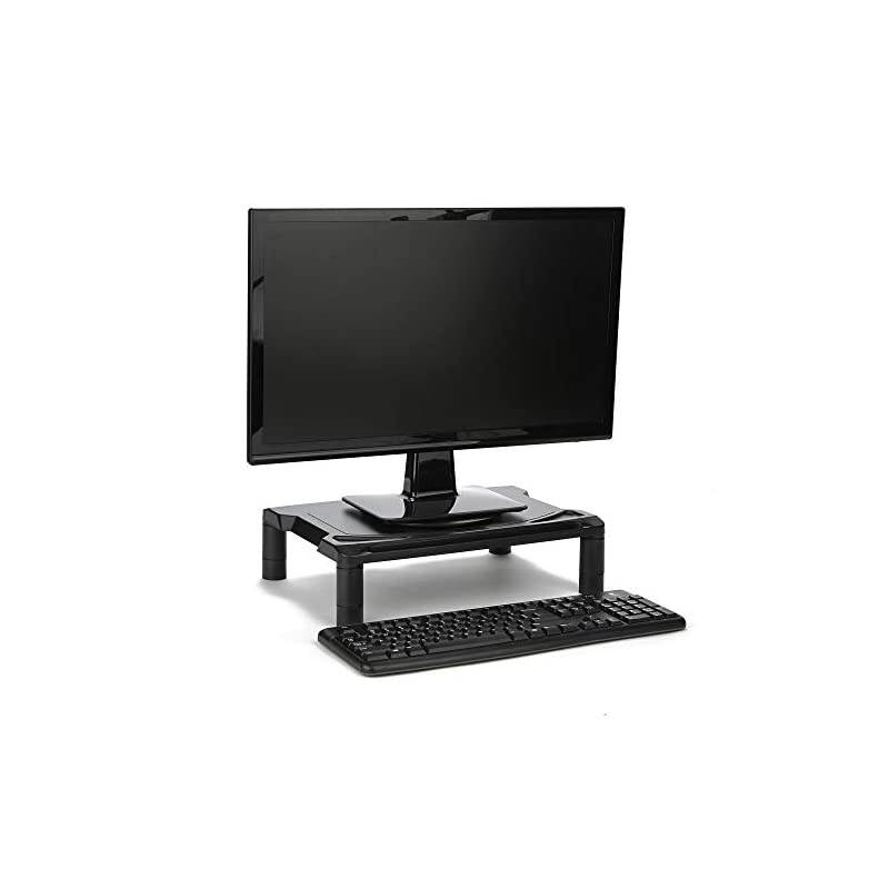 MONSWIVBLK Rotative Wide Adjustable Risers Extra Storage Stand Desk Organizer Spinning Monitor Black 4 Leg Rotate