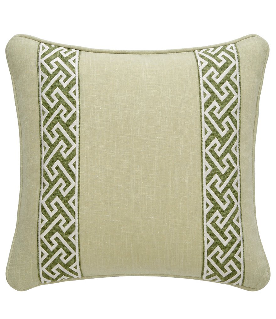 Rose Tree Gwyneth Greek Key Embroidered Bands Square Pillow