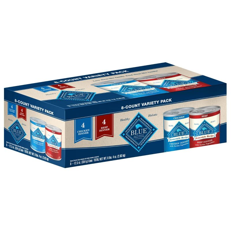 Blue Buffalo Homestyle Recipe Grain Free Chicken & Beef Dinners Wet Dog Food - 12.5oz/8ct Variety Pack