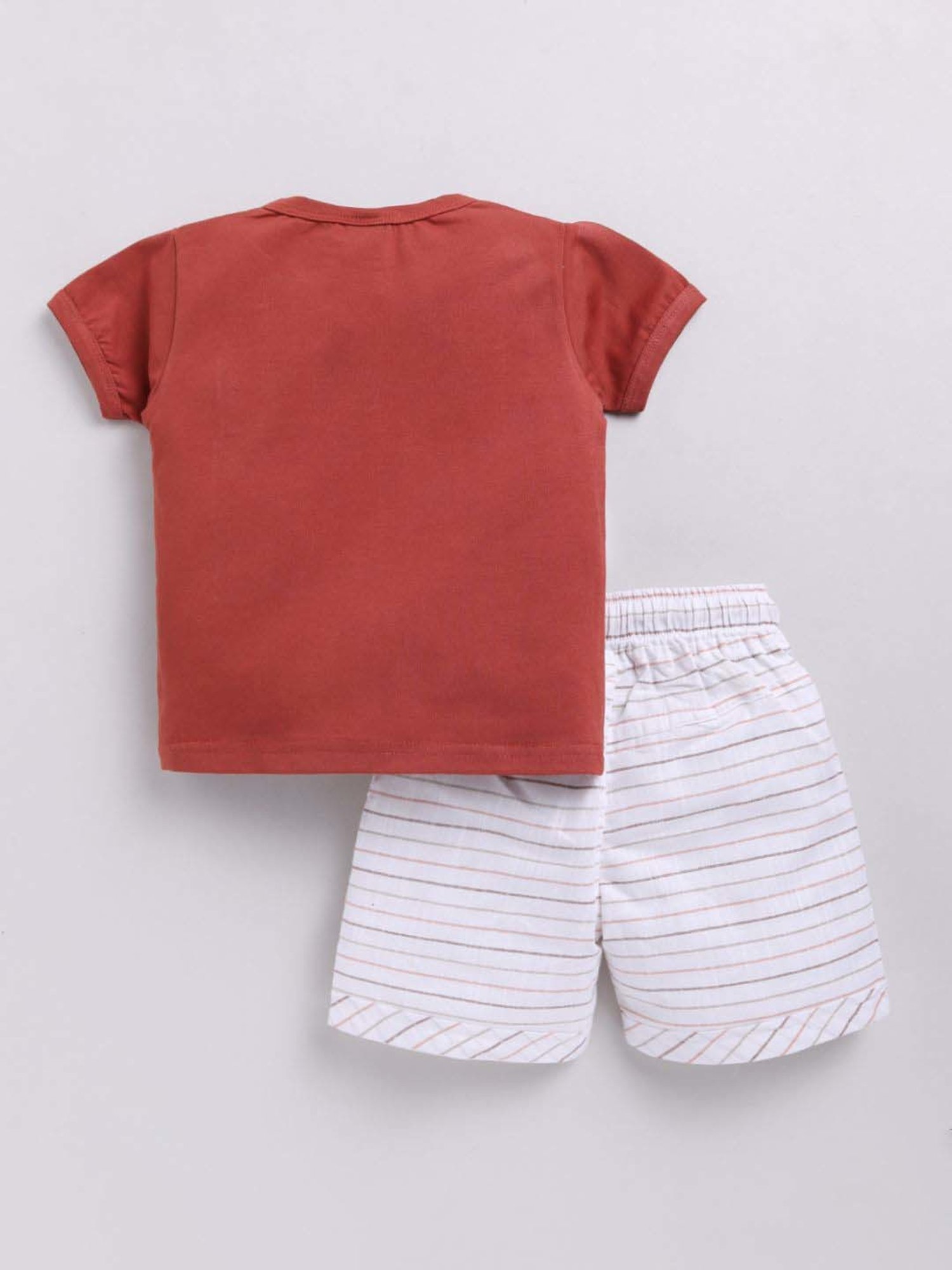 UNO KIDS Boys Brown & White Striped Top & Short sets