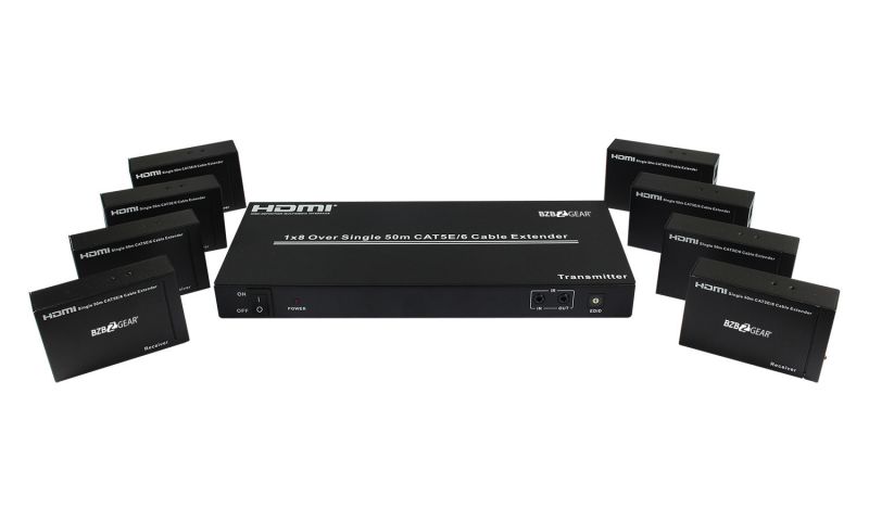 BZBGEAR Full HD HDMI Splitter 1X8 Over CAT5E/CAT6 50M