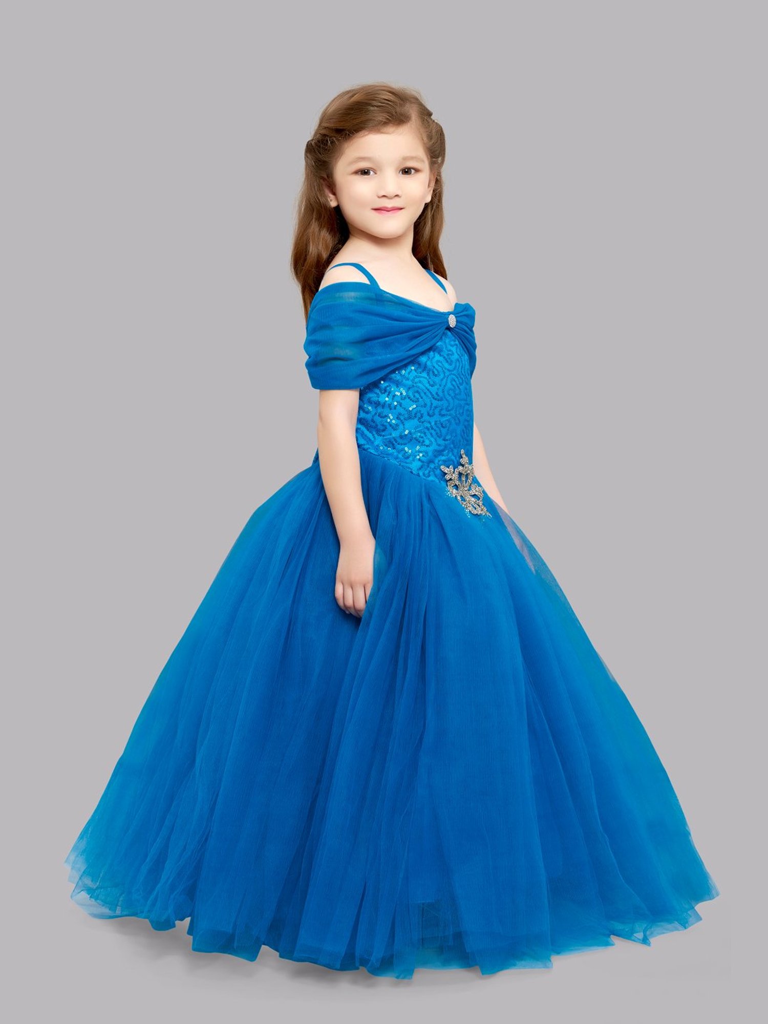 Pink Chick Kids Blue Embellished Gown