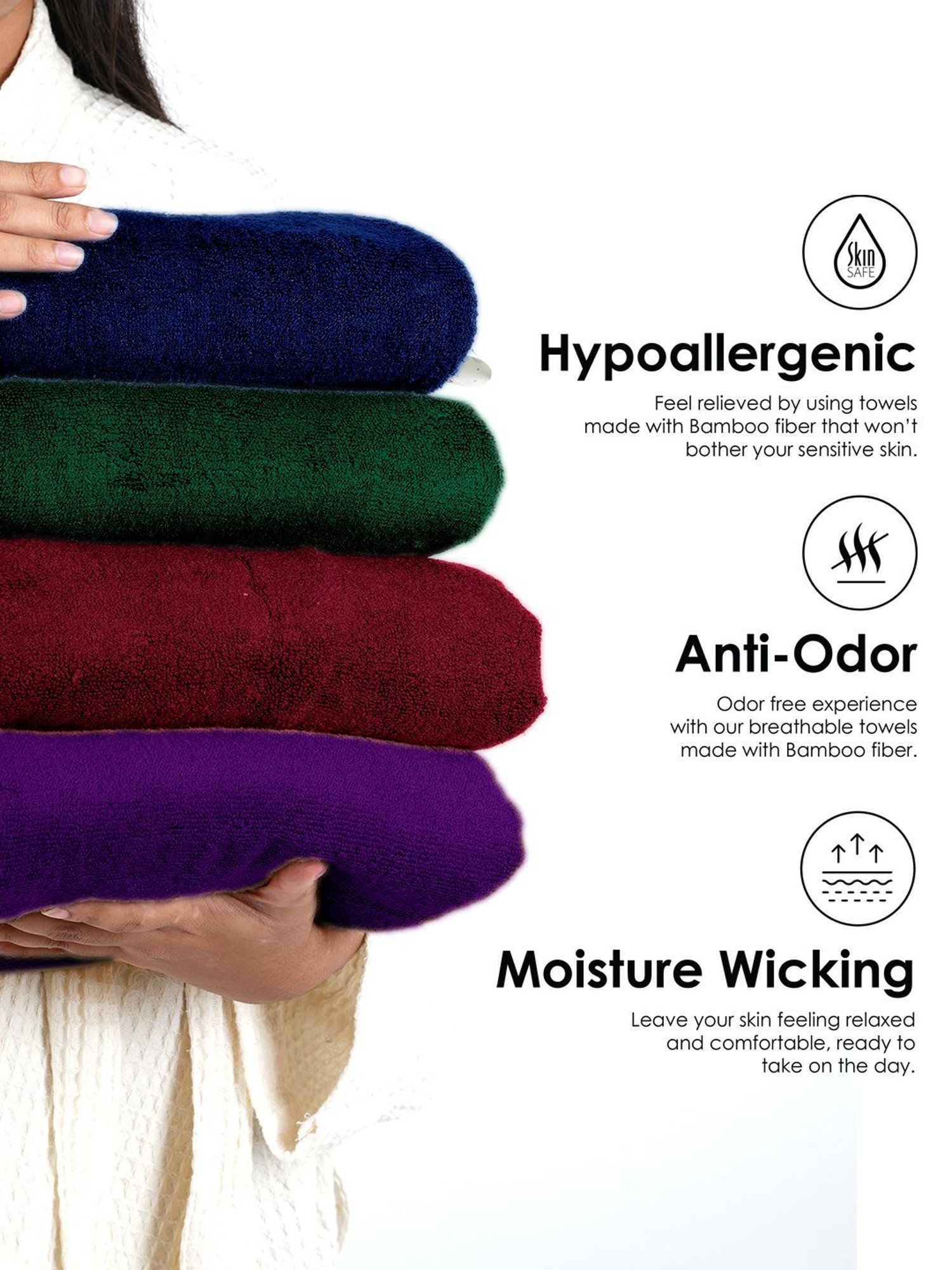 Doctor Towels Bamboo X Cotton Embellished Green 650 GSM Viscose Bath Towel