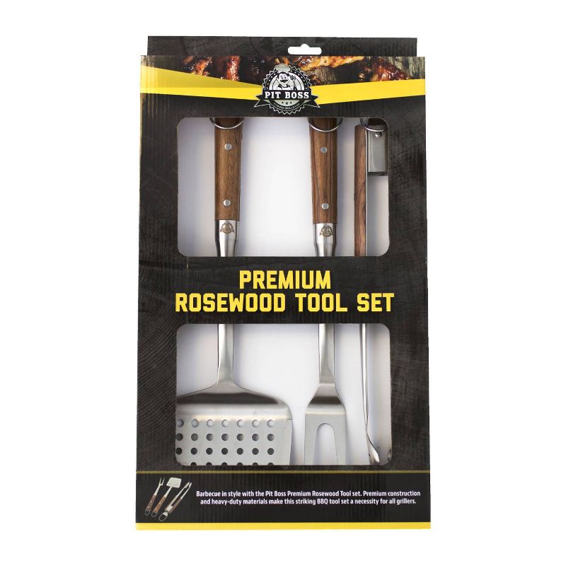 3pc Rosewood Grill Tool Set - Pit Boss