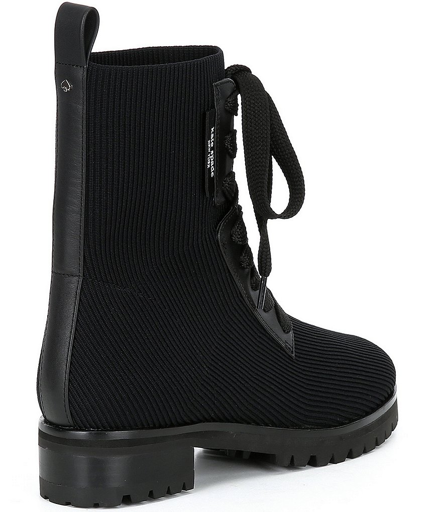kate spade new york Merigue Knit Lace-Up Lug Sole Combat Booties