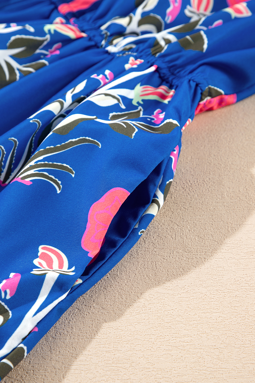 Multicolour Floral Print Split Neck Midi Dress