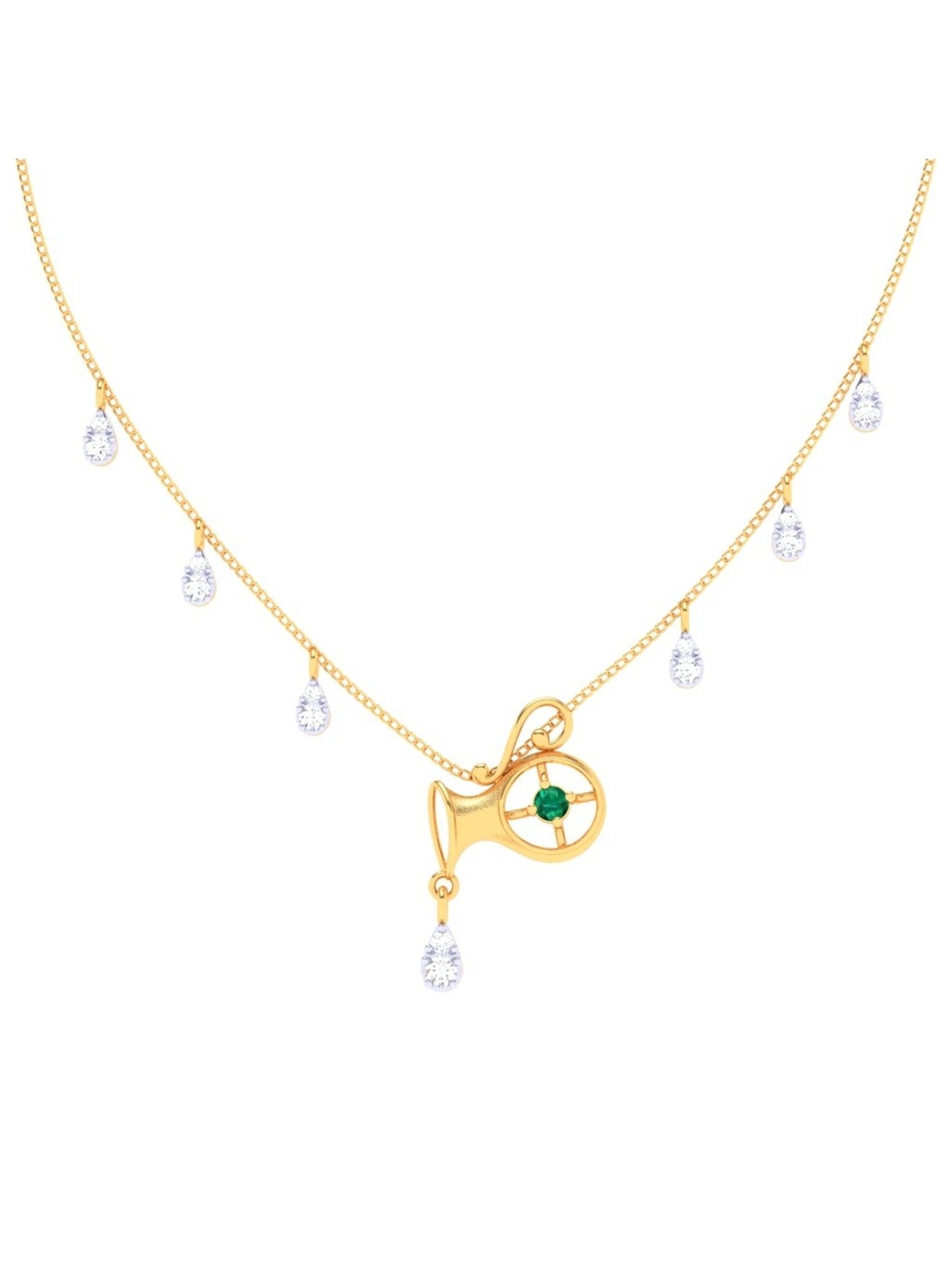 P.C Chandra Jewellers 18k Yellow Gold & Diamond Unique Aquarius Themed Necklace