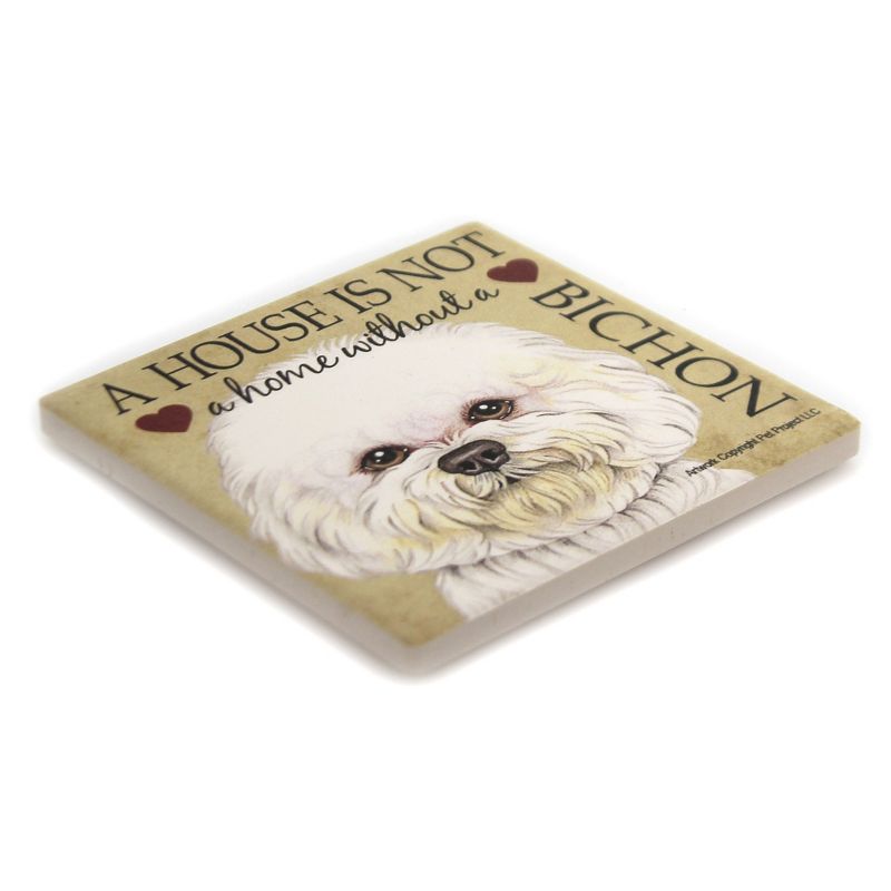 Animal 4.0" Bichon - House Stone Coaster Easel Sjt Enterprises  -  Coasters