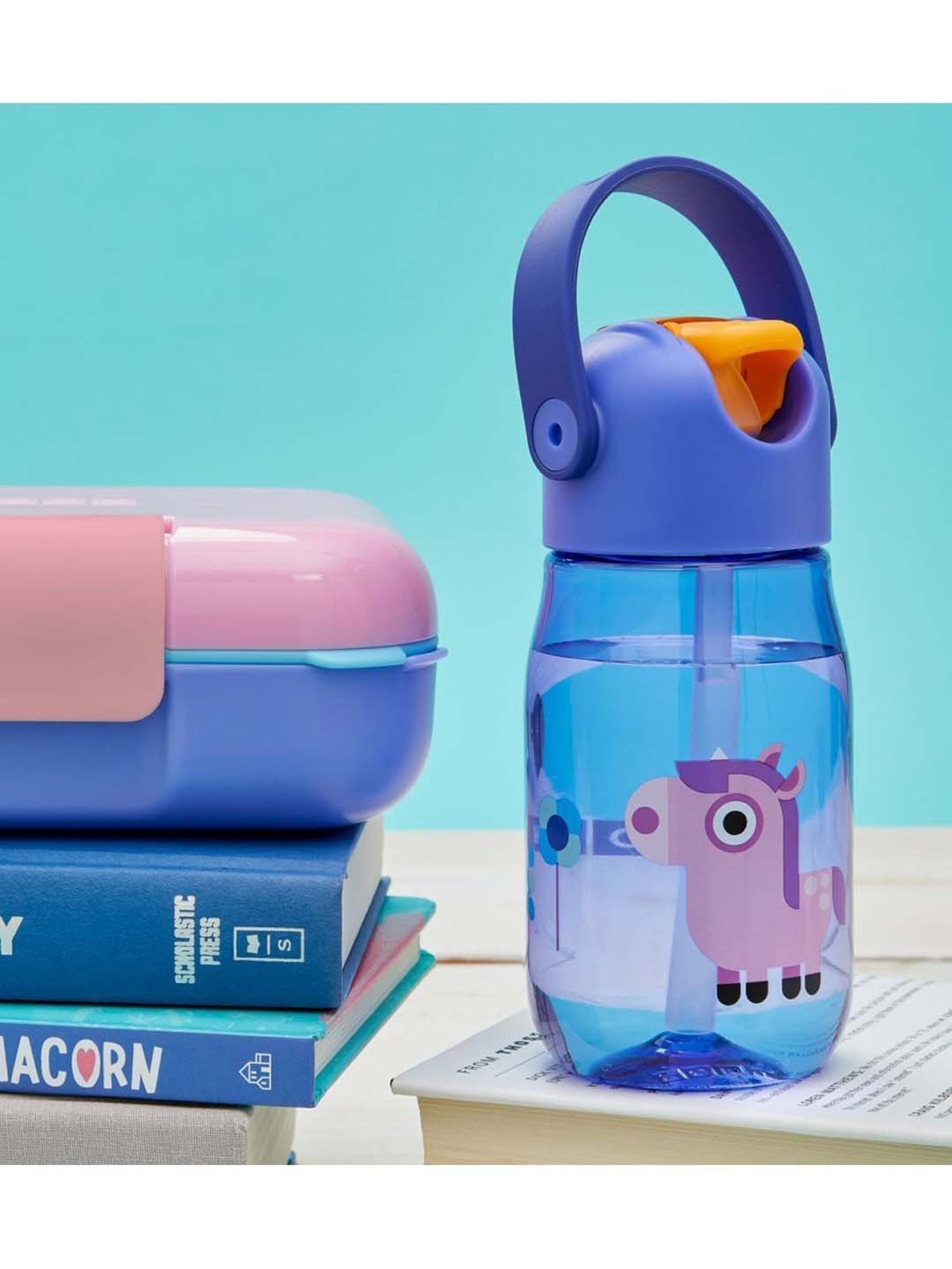 Zoku Purple 400 ML Plastic Flip Straw Bottle - Set of 1