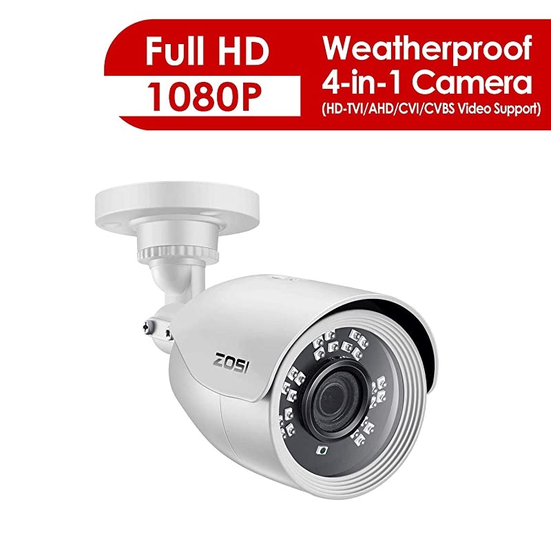 2MP 1080p HD Security Camera Outdoor Indoor 1920TVL Hybrid 4in1 HDCVITVIAHD960H Analog CVBS24PCS LEDs80ft Night Vision 90&deg;View Angle Weatherproof Surveillance CCTV Bullet Camera