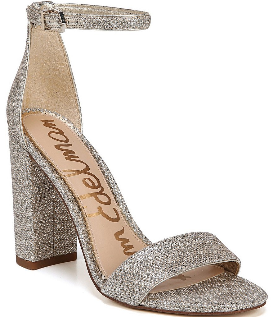 Sam Edelman Yaro Glam Mesh Ankle Strap Block Heel Dress Sandals