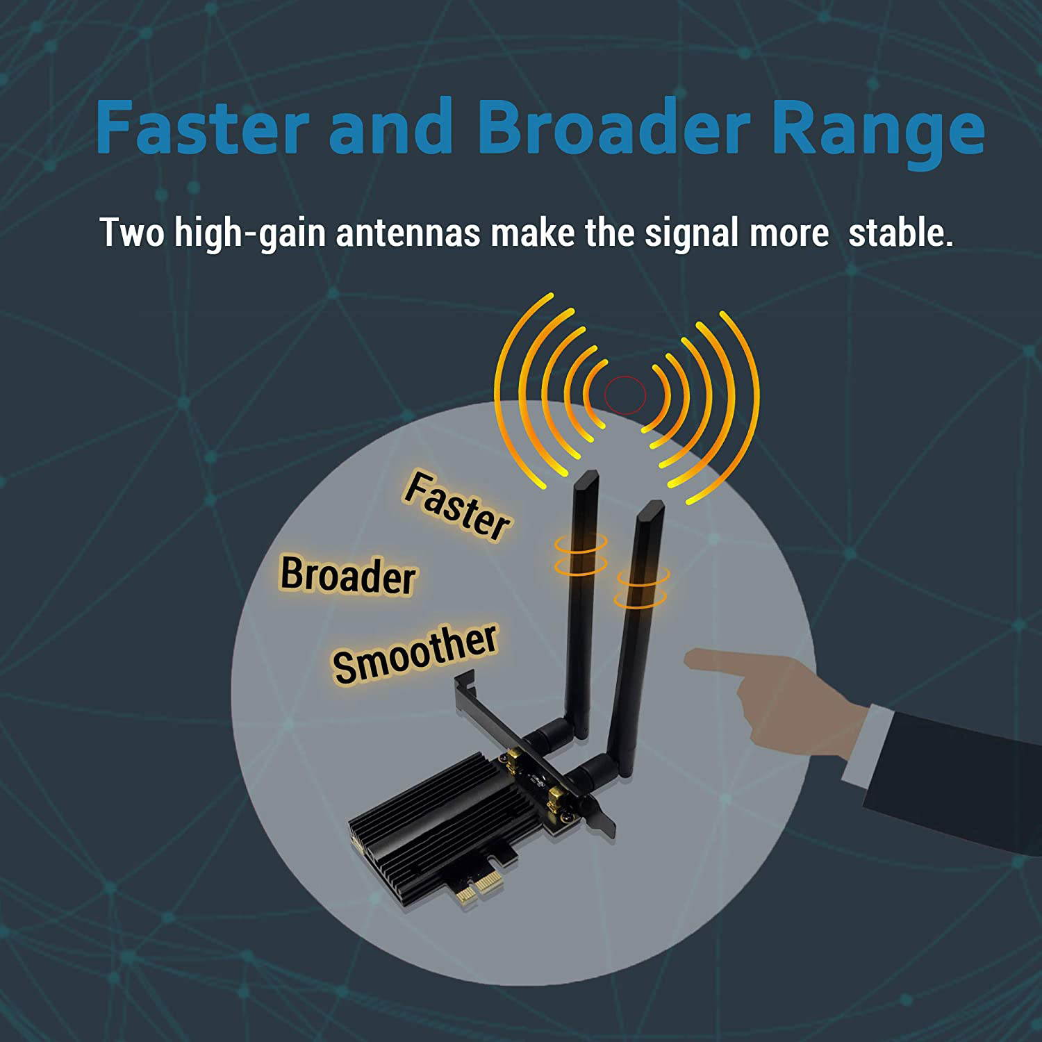 WiFi 6E 5400Mbps AX210 wireless PCIe card, updated to 6G/5.8G/2.4GHz Tri-Band, Bluetooth 5.2, 802.11AX Internal Network Adapter for PC with MU-MIMO, Ultra-Low Latency, Support Windows10 (64bit)