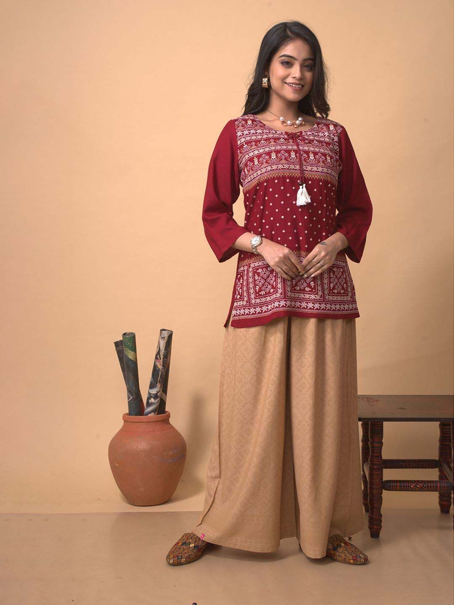 Castle Black Embroidered Palazzos