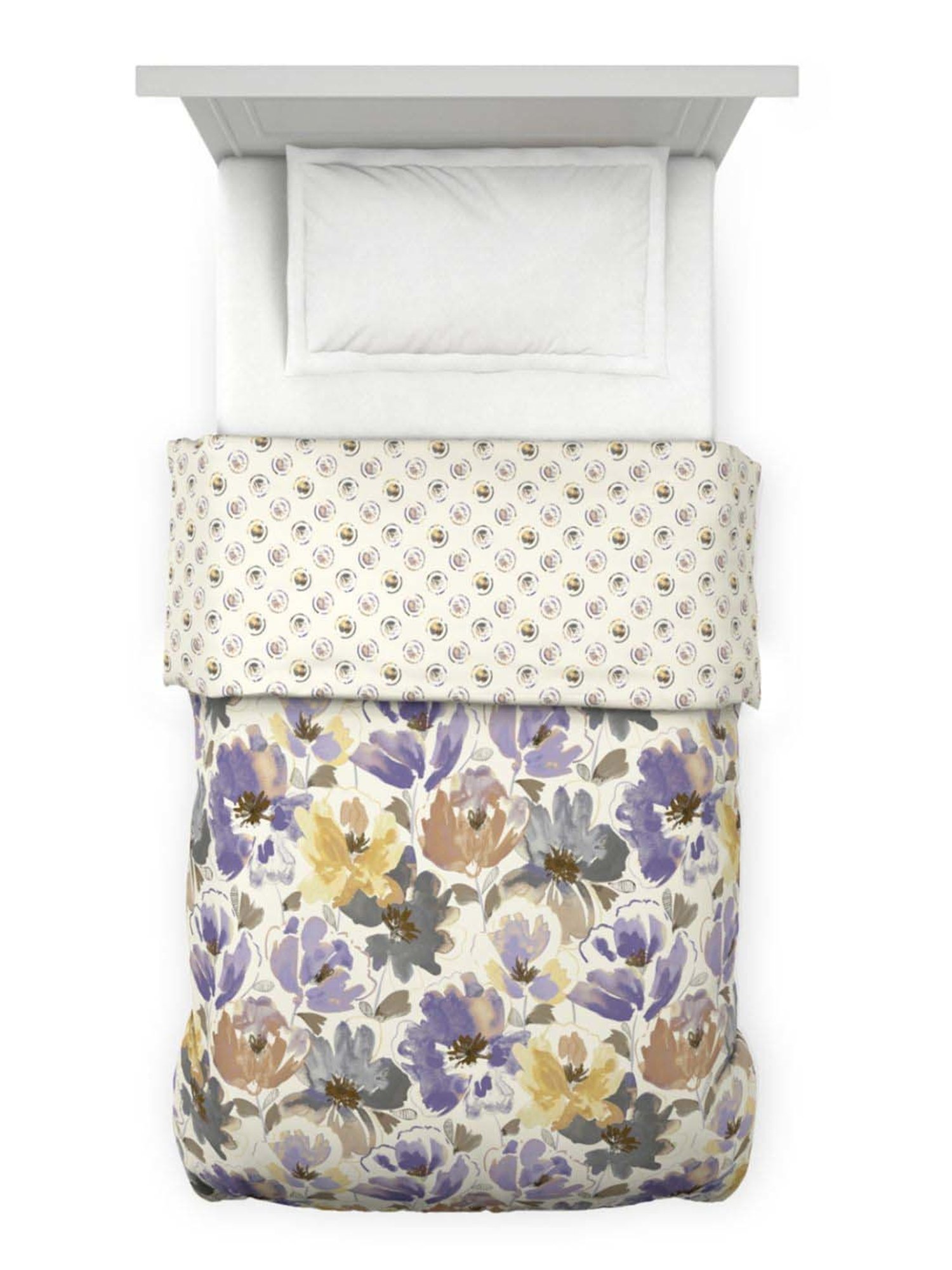 Welspun Bliss Light Silver & Blue Microfibre 120 GSM Shell Double Bed Quilt