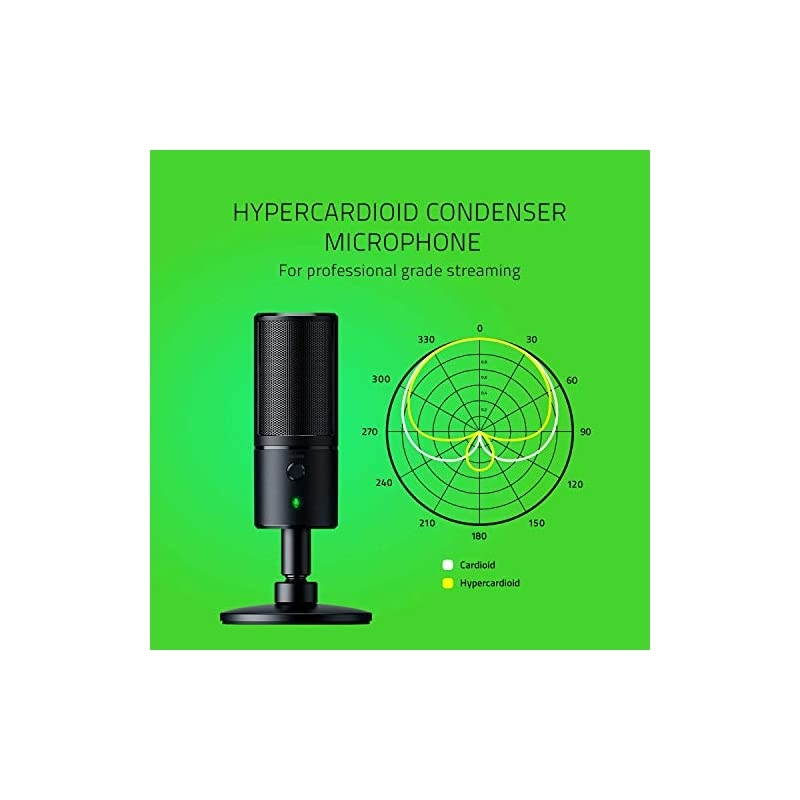 Seiren Emote Streaming Microphone: 8-bit Emoticon LED Display, Stream Reactive Emoticons, Hypercardioid Condenser Mic, Built-in Shock Mount, Height & Angle Adjustable Stand, Classic Black
