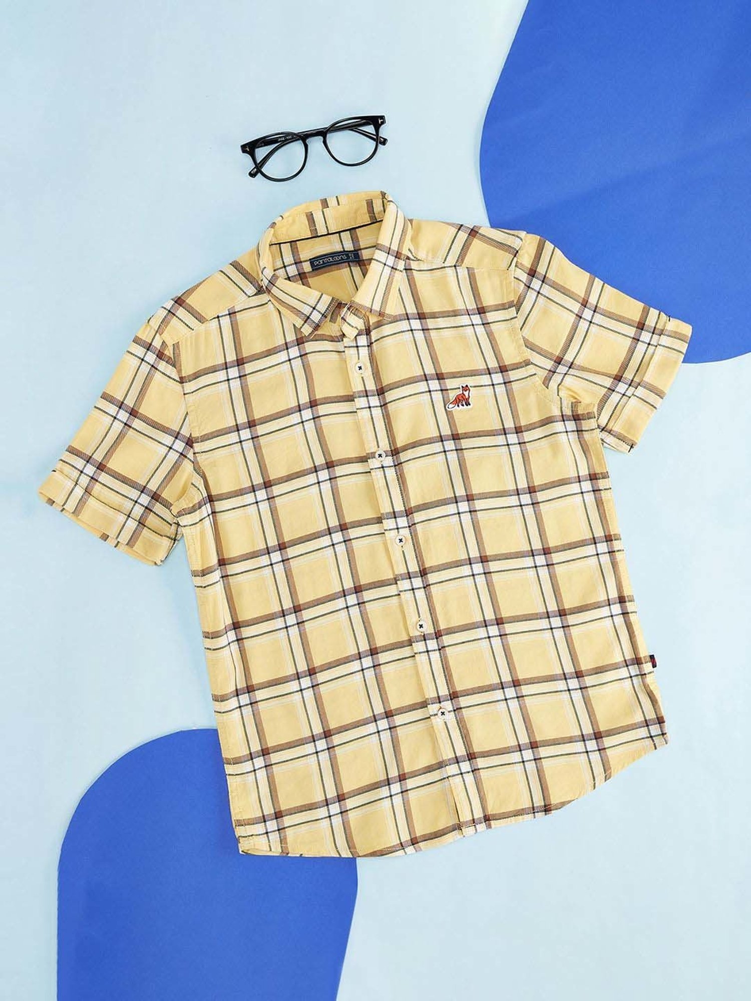 Pantaloons Junior Yellow Cotton Chequered Shirt