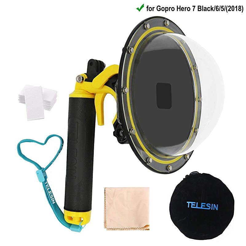 Telesin Dome Lens 6" Dome Port for Gopro Hero 8 Black Action Cameras Snorkeling Underwater Diving Dome with Waterproof Housing Case Trigger and Soft Rubber Floating