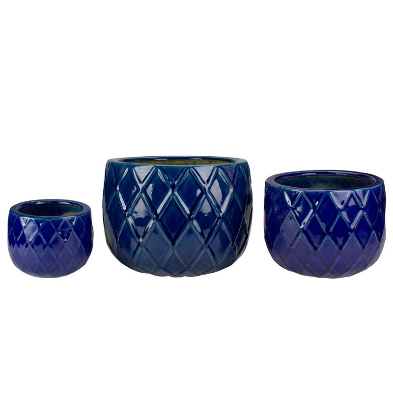 Napa Home & Garden Set of 3 Blue Textured Planter Set 11"