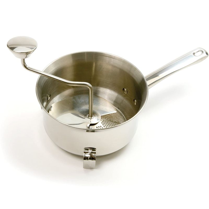 Norpro Handheld Stainless Steel Multi Purpose Food Mill Potato Ricer Tomato Strainer Apple Grinder Baby Food Maker, Silver