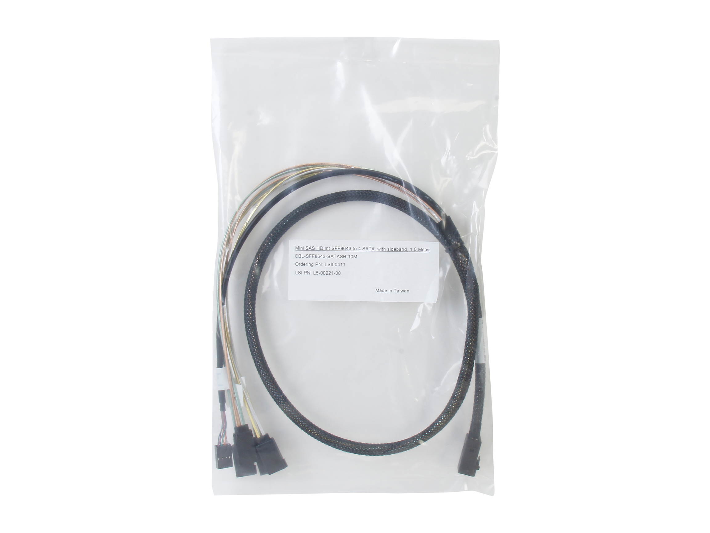 LSI LSI00411 1m Internal Cable SFF8643 to x4 SATA HDD (mini SAS HD to SATA data port)