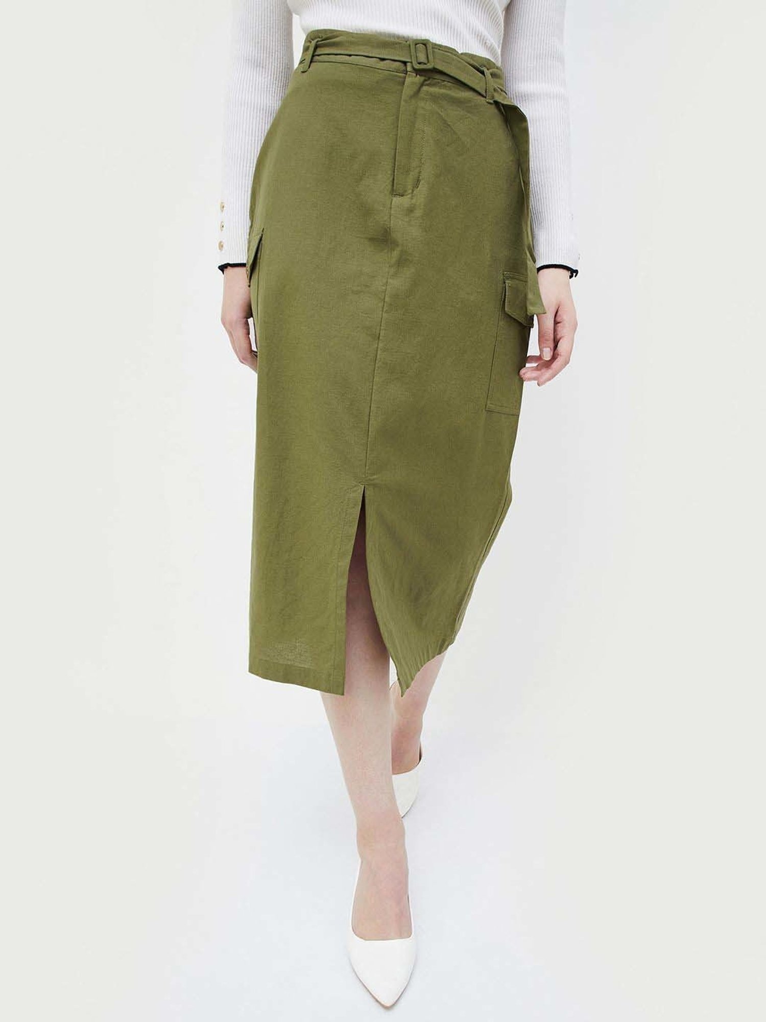 Code by Lifestyle Green Cotton Shift Skirt