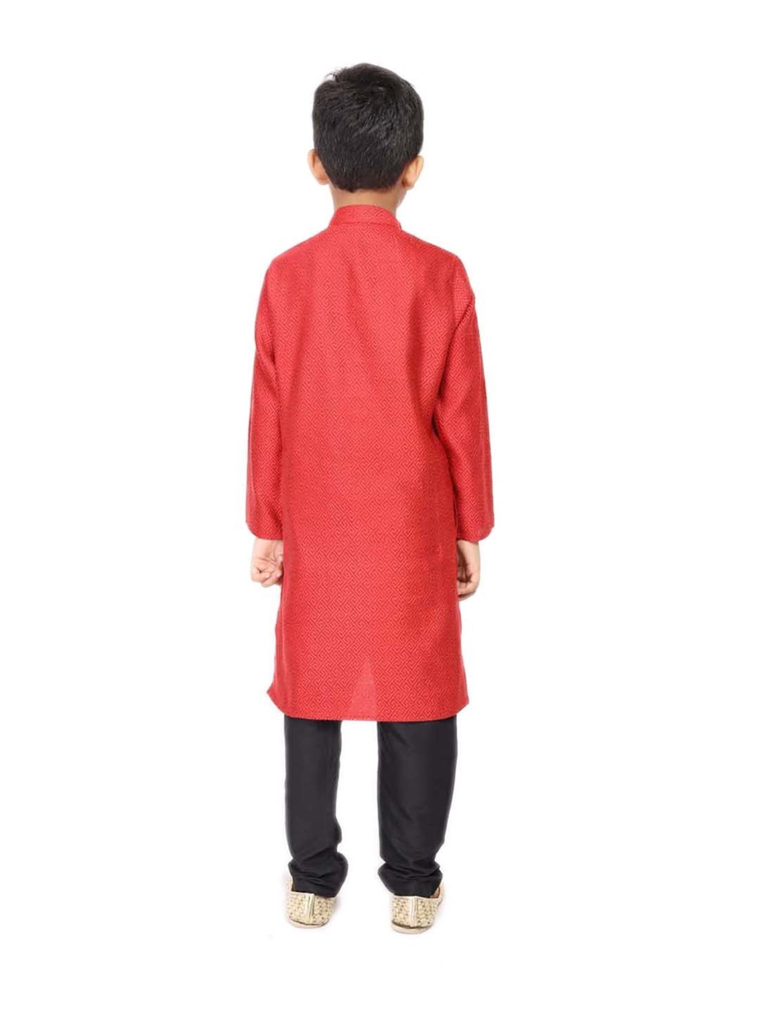TABARD Kids Red & Black Cotton Printed Kurta Set