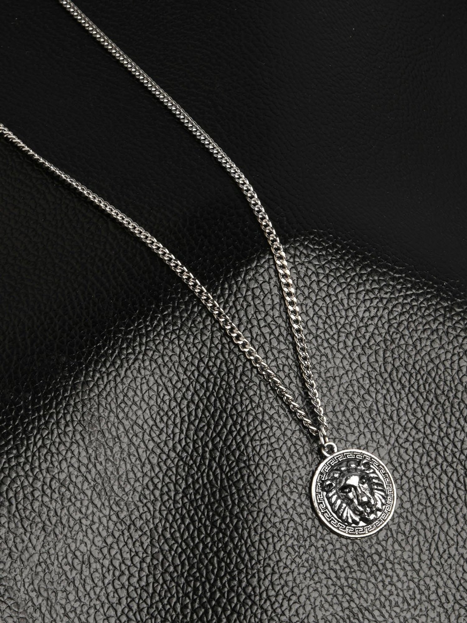 The Bro Code Silver-Plated Lion Charm Pendant Necklace For Men