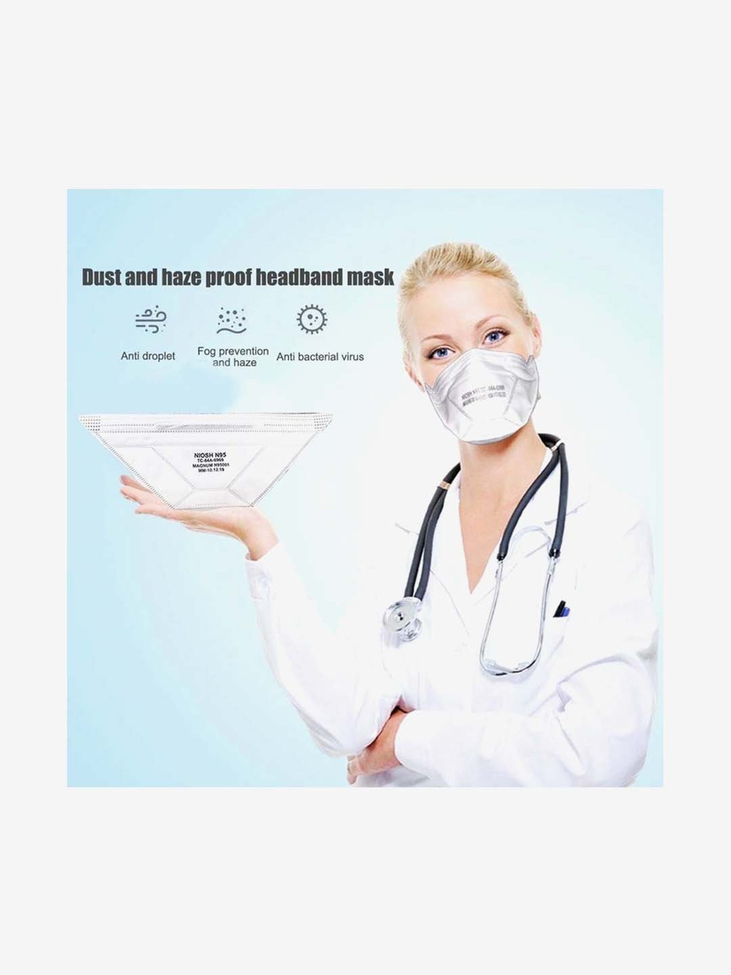 Magnum Flat Fold Duckbill NIOSH Certified N95 Mask (Pack of 1, White)