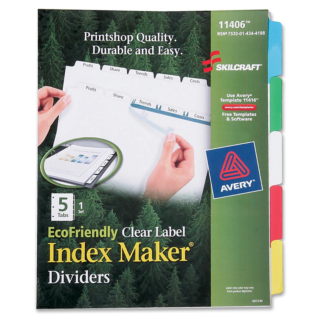 SKILCRAFT EcoFriendly Clear Label Index Divider